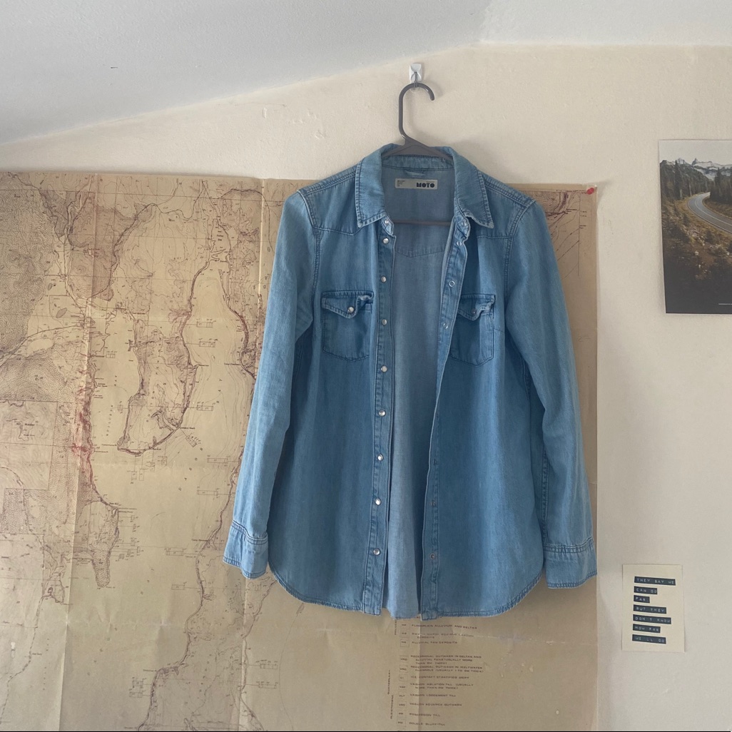 Moto Chambray Button Down